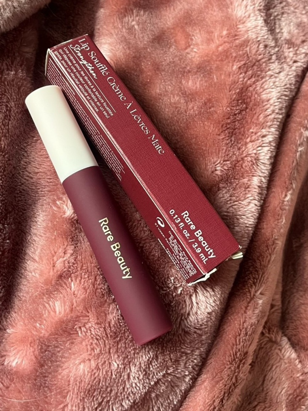 Rare Beauty Lip Souffle Matte Cream Lipstick.Strengthen- Full Size.Burgundy Red.
